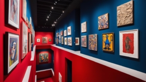 Kunstgalerie in rot und blau